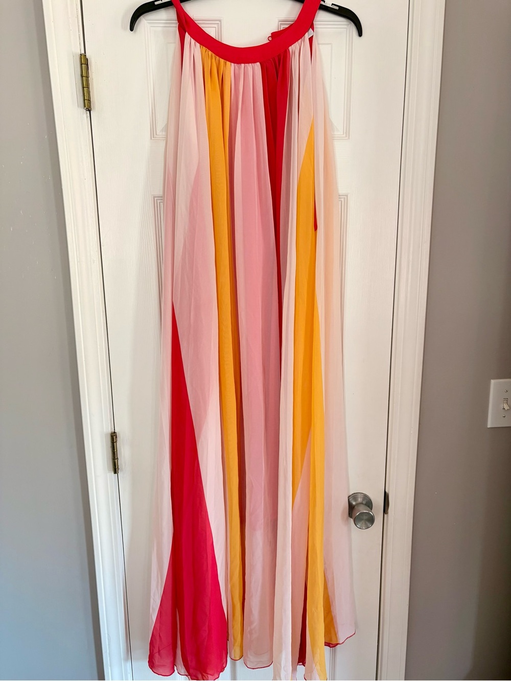 New York & Company Pink, Red & Yellow Maxi Dress